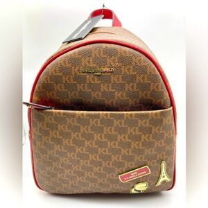 NWT Karl Lagerfeld Paris Maybelle Backpack/Handbag Brown Combo